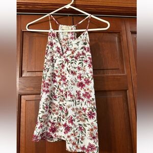 LOFT Floral Print Dress with Pink and Green Accents
